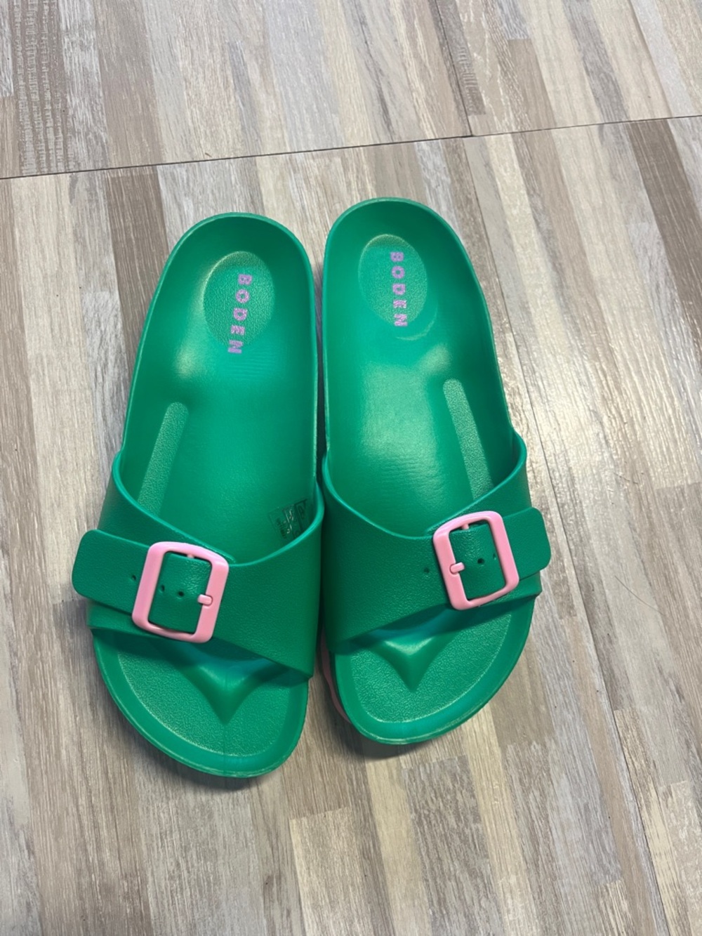 Boden Lyla double buckle sliders Green and Pink sz 38/us7 - Picture 4 of 6
